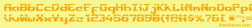 フォントEnsignfl – オレンジの文字が黄色の背景にあります。