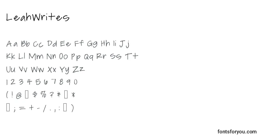 Schriftart LeahWrites – Alphabet, Zahlen, spezielle Symbole