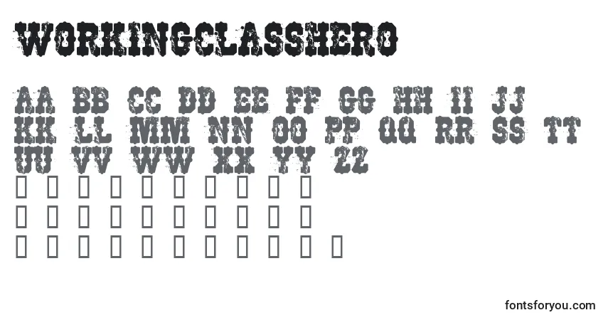 Czcionka WorkingClassHero – alfabet, cyfry, specjalne znaki