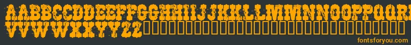 WorkingClassHero-Schriftart – Orangefarbene Schriften auf schwarzem Hintergrund