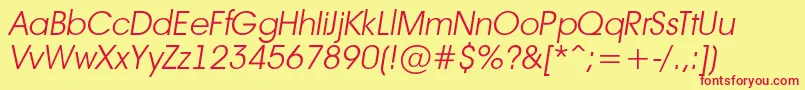 フォントAAvanteltLightitalic – 赤い文字の黄色い背景