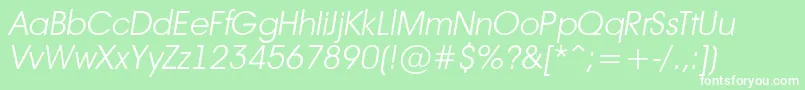 フォントAAvanteltLightitalic – 緑の背景に白い文字