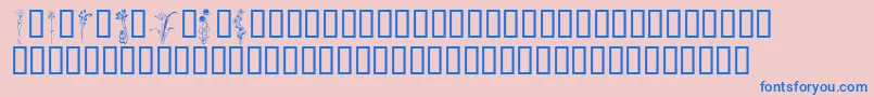 Fonte KrClassicFleur2 – fontes azuis em um fundo rosa