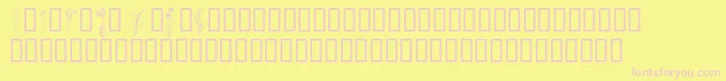 KrClassicFleur2-fontti – vaaleanpunaiset fontit keltaisella taustalla