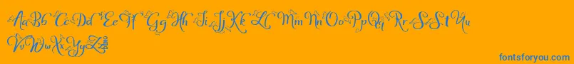 SofyeDemo-Schriftart – Blaue Schriften auf orangefarbenem Hintergrund