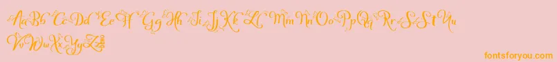 SofyeDemo-Schriftart – Orangefarbene Schriften auf rosa Hintergrund