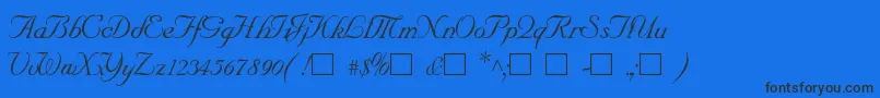 Czcionka SncScriptItalic – czarne czcionki na niebieskim tle