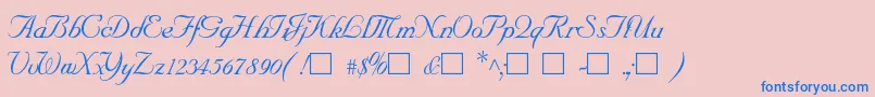 Fonte SncScriptItalic – fontes azuis em um fundo rosa
