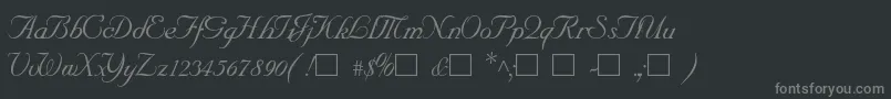 SncScriptItalic-fontti – harmaat kirjasimet mustalla taustalla