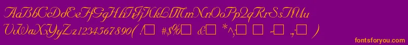 フォントSncScriptItalic – 紫色の背景にオレンジのフォント