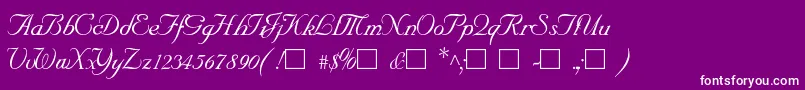 Fonte SncScriptItalic – fontes brancas em um fundo violeta