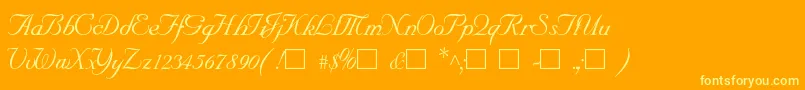 SncScriptItalic-Schriftart – Gelbe Schriften auf orangefarbenem Hintergrund