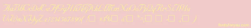 Fonte SncScriptItalic – fontes amarelas em um fundo rosa