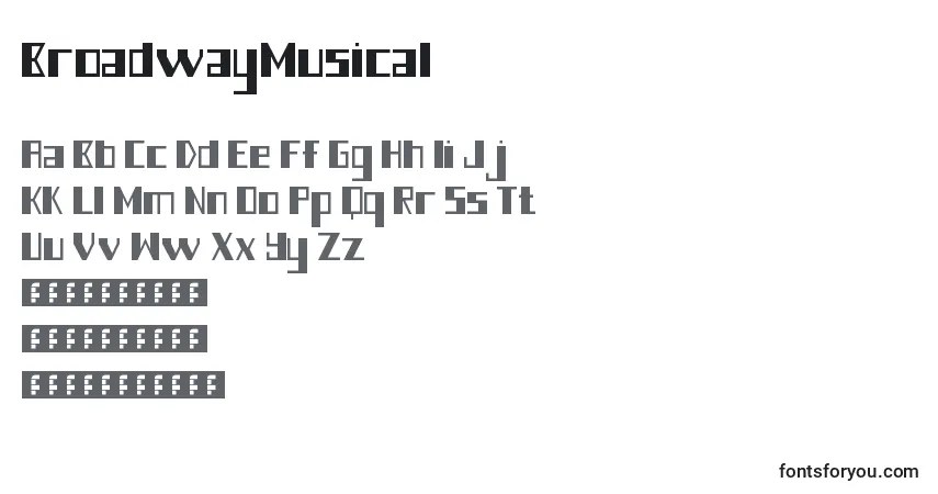 Schriftart BroadwayMusical – Alphabet, Zahlen, spezielle Symbole