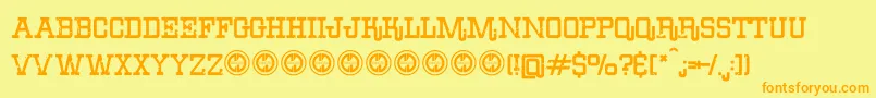 ErodeddenimFfp Font – Orange Fonts on Yellow Background