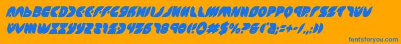 Puffangelcondital-Schriftart – Blaue Schriften auf orangefarbenem Hintergrund