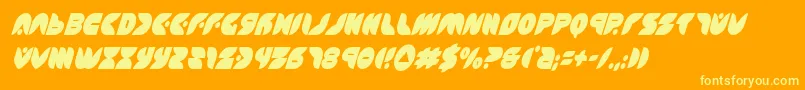 Puffangelcondital-Schriftart – Gelbe Schriften auf orangefarbenem Hintergrund