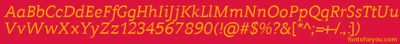 フォントContrai – 赤い背景にオレンジの文字