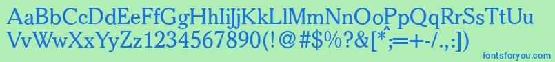 S790RomanRegular Font – Blue Fonts on Green Background