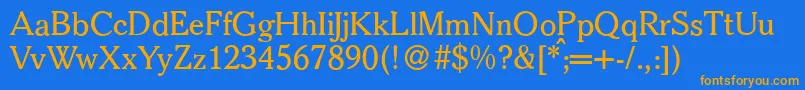 S790RomanRegular Font – Orange Fonts on Blue Background