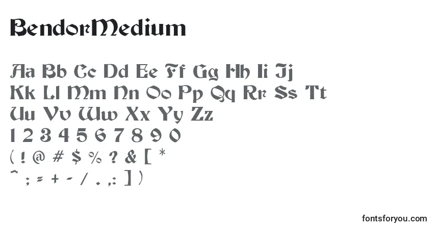 A fonte BendorMedium – alfabeto, números, caracteres especiais