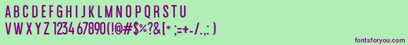 Americanatest-fontti – violetit fontit vihreällä taustalla