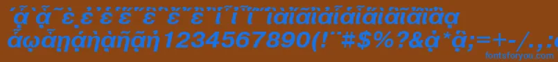 Saiba mais sobre a fonte PragmaticapgttBolditalic Fonte PragmaticapgttBolditalic – fontes azuis em um fundo marrom