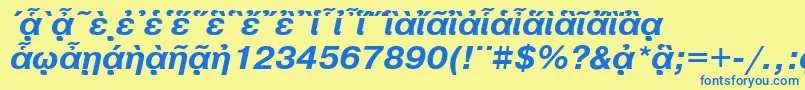 フォントPragmaticapgttBolditalic – 青い文字が黄色の背景にあります。