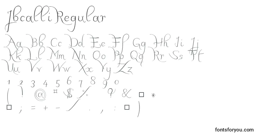 A fonte JbcalliRegular – alfabeto, números, caracteres especiais