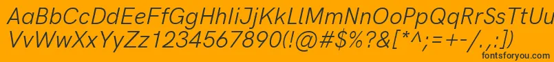 HkgroteskItalic-Schriftart – Schwarze Schriften auf orangefarbenem Hintergrund