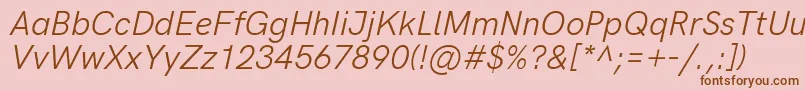 HkgroteskItalic Font – Brown Fonts on Pink Background