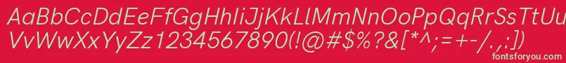 Fonte HkgroteskItalic – fontes verdes em um fundo vermelho