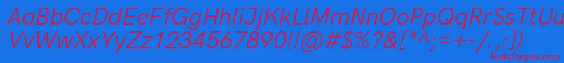 HkgroteskItalic Font – Red Fonts on Blue Background