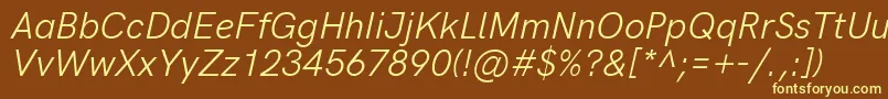 HkgroteskItalic Font – Yellow Fonts on Brown Background