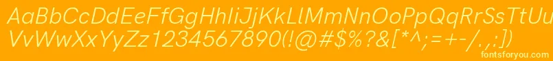 HkgroteskItalic Font – Yellow Fonts on Orange Background