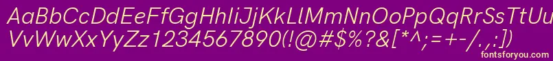 HkgroteskItalic Font – Yellow Fonts on Purple Background