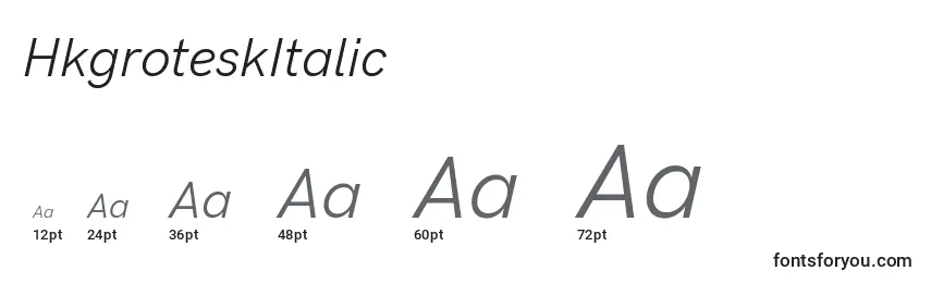Größen der Schriftart HkgroteskItalic (101101)