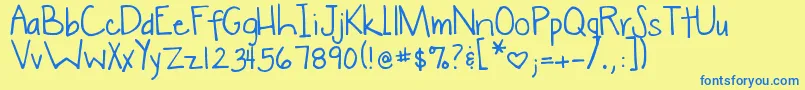 DjbWokeUpLate Font – Blue Fonts on Yellow Background
