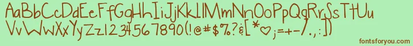 DjbWokeUpLate Font – Brown Fonts on Green Background