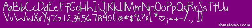 DjbWokeUpLate Font – Green Fonts on Purple Background
