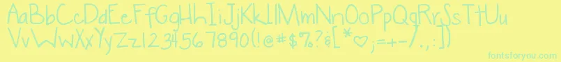 DjbWokeUpLate Font – Green Fonts on Yellow Background