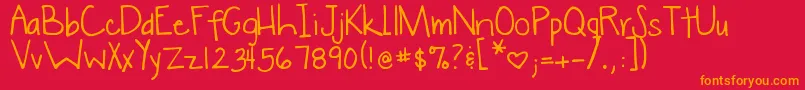 DjbWokeUpLate Font – Orange Fonts on Red Background