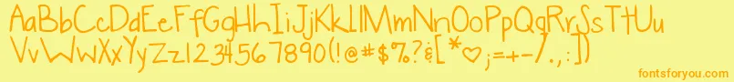 DjbWokeUpLate Font – Orange Fonts on Yellow Background