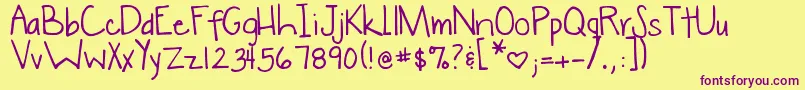 DjbWokeUpLate Font – Purple Fonts on Yellow Background