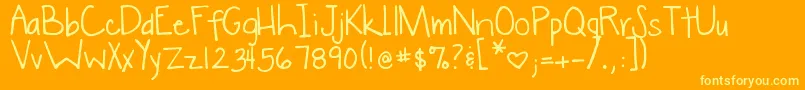 DjbWokeUpLate Font – Yellow Fonts on Orange Background