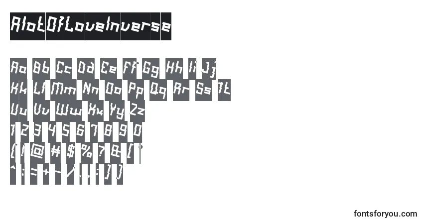 Czcionka AlotOfLoveInverse – alfabet, cyfry, specjalne znaki