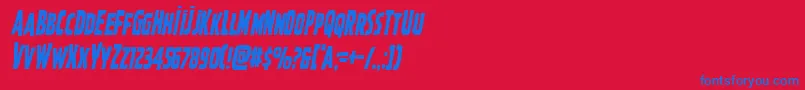 Ghoulishintentcondital Font – Blue Fonts on Red Background