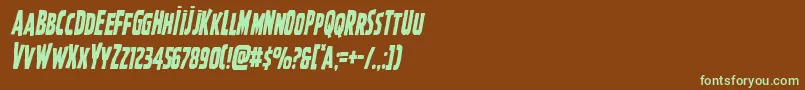 フォントGhoulishintentcondital – 緑色の文字が茶色の背景にあります。