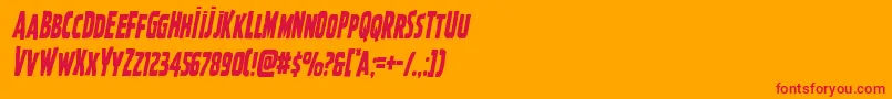 Ghoulishintentcondital-Schriftart – Rote Schriften auf orangefarbenem Hintergrund
