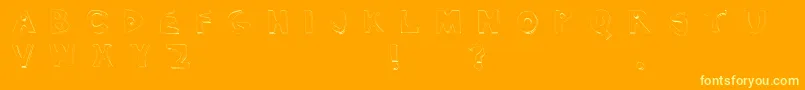 TexasJigsawMassacre-Schriftart – Gelbe Schriften auf orangefarbenem Hintergrund